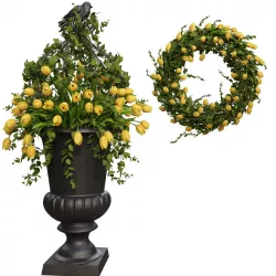 Vase with flowers and wreath 3D model