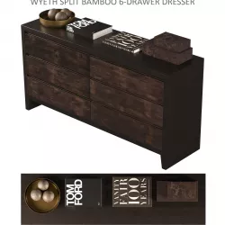 WYETH SPLIT BAMBOO 6 DRAWER DRESSER 3D model