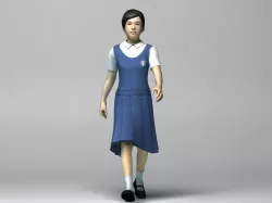 Young Junior High school Girl Model Rigged  Low-poly  3D model