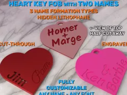 Customizable Two Names Heart Key Fob