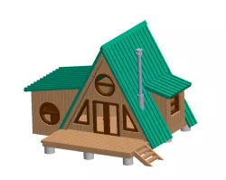 N Scale A-Frame Wooden Cabin