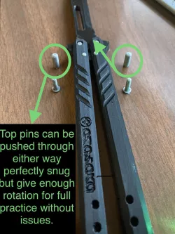 3D Printable Assembly Bolts/Rod Fittings for Butterfly / Balisong - Remix (cyberpunk Arasaka logo)