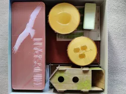Wingspan set of containers for cards, eggs, food, task tiles and player cubes