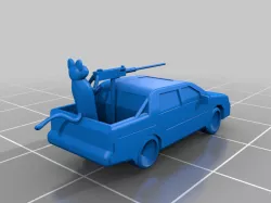 Subaru Baja with a Cat on a 50 Cal