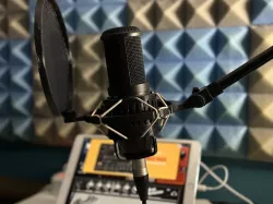 Shock mount for microphone AKG 120 with a 3d printed Pop Filter