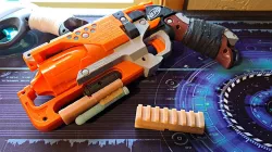 Nerf under-barrel attachment point for the Hammer-shot blaster