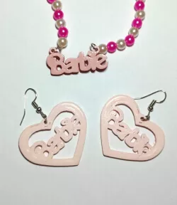 Barbie earrings and pendant