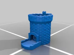 3d printable dice tower with mini hand powered dice catapult on top