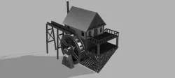 Ho scale water wheel cabin