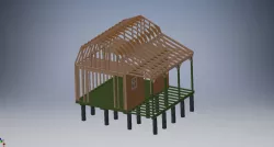 Shed with porch framing
