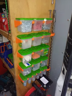 Wall mount for screw storage boxes