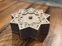 Ridvan Box - A Small Nine Pointed Star Baha'i Jewelry Box with Rosettes
