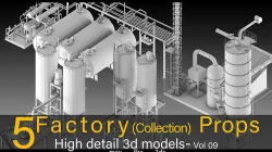 5 Factory Collection Props- High detail 3d models- Vol 09 Low-poly 3D model