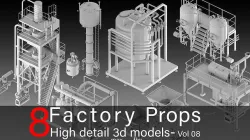 8 Factory Props- High detail 3d models- Vol 08 Low-poly 3D model