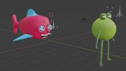 frog and fish two models 3D model