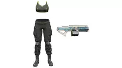Futuristic Combat Outfit Set Boots Pants Gun Top Low-poly 3D model