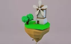 Low poly flying island 3D model