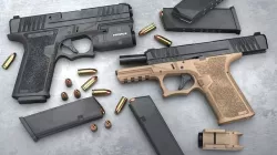 Polymer80 PFC9-Glock 19 Handgun and Inforce APLc Flashlight Low-poly 3D model