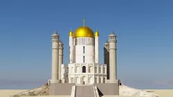 Temple complex of marble and stone and gold Low-poly 3D model