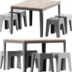 Tuck Table Rectangle and Butter Stool by DesignByThem 3D model