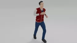 Varsity Man Run Animation Low-poly 3D model