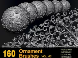 160 Ornament Brushes 4K Alphas and 3D Models- VOL 03 3D model