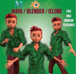 3D Cartoon Character Kid Red Head Blender Iclone fbx for Maya 3D model