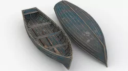 4K Texture Old Row Painted Boat Low-poly 3D model