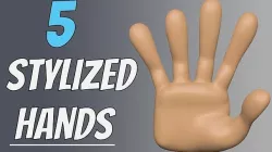 5 Stylized Hands Low-poly 3D model