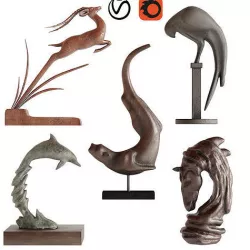Animal Scluptures 02 Low-poly 3D model