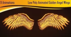 Animated Golden Wings Low-poly 3D model