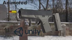 animated lowpoly glock43 pistol Low-poly 3D model