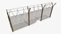 Barbed Wire Fence Low-poly 3D model