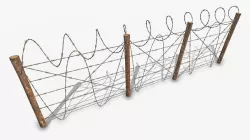 Barbed wire fence wood 3D model