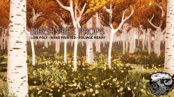 Birch Tree Environment Tree Props UE4 Game Ready Low-poly 3D model
