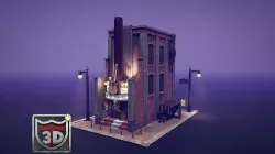 Blender 3 Unreal Engine 5 Vintage Music Hall Building Gamedev 3D model