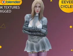 Blonde Girl - Wasteland Fallout Post-Apocalypse Suit - Rigged - Low-poly 3D model