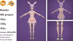 Bunny cosplay pink color only outfit no character and shoe 3D model
