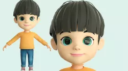 cartoon boy children children primary school students 3D model