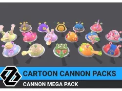 Cartoon Cannon Mega Pack Low-poly 3D model