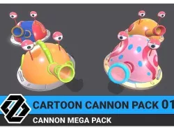 Cartoon Cannon Pack 01  Low-poly 3D model