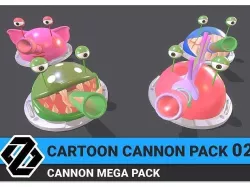Cartoon Cannon Pack 02 Low-poly 3D model