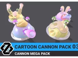 Cartoon Cannon Pack 03 Low-poly 3D model