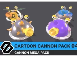 Cartoon Cannon Pack 04 Low-poly 3D model