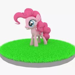 Cartoon Pink Pony Rigged Low-poly 3D model