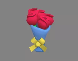 Cartoon red rose bouquet Low-poly 3D model