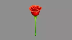 Cartoon red rose flower Low-poly 3D model