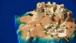 castel 3d model island with castle Low-poly 3D model
