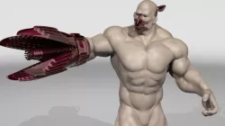 CYBORG man holding sword Low-poly 3D model