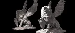 Dark Lion statue With wings 2 versions Low poly  3D model